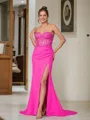 Sheath/Column Sweetheart Sexy Sleeveless Sweep Train Stretch Crepe Prom Dresses