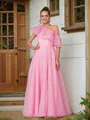 A-line One-Shoulder Charming Sleeveless Floor-Length Organza Prom Dresses