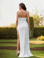 Sheath/Column Alluring Sweetheart Sleeveless Sweep Train Charmeuse Prom Dresses