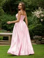 A-line Spaghetti Straps Refined Sleeveless Floor-Length Satin Prom Dresses