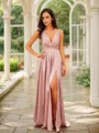 A-line V-Neck Elegant Sleeveless Floor-Length Prom Dresses