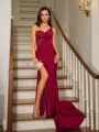Sheath/Column One-Shoulder Flattering Sleeveless Court Train Jersey Prom Dresses