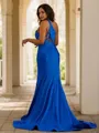 Sheath/Column Sleek One-Shoulder Sleeveless Sweep Train Jersey Prom Dresses