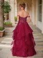 A-line Off-the-Shoulder Glam Sleeveless Floor-Length Prom Dresses