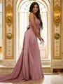 Sheath/Column Spaghetti Straps Clingy Sleeveless Sweep Train Silk like Satin Prom Dresses