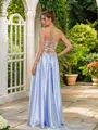 A-line V-Neck Balanced Sleeveless Floor-Length Silk like Satin Prom Dresses