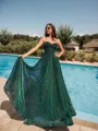 A-line Princess Spaghetti Straps Floor-Length Corset Prom Dress