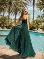A-line Princess Spaghetti Straps Floor-Length Corset Prom Dress