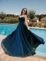 A-line Princess Spaghetti Straps Floor-Length Corset Prom Dress