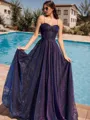 A-line Princess Spaghetti Straps Floor-Length Corset Prom Dress