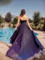 A-line Princess Spaghetti Straps Floor-Length Corset Prom Dress