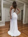 Sheath/Column Stylish One-Shoulder Sweep Train Prom Dress With Slit