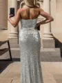 Sheath/Column Shining Straight Sweep Train Sequins Prom Dress With Slit