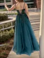 Classy A-line Spaghetti Straps Floor-Length Tulle Prom Dress With Slit