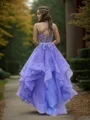 Minimalist A-line Straps Floor-Length Corset Prom Dress With Appliques Lace