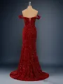 Timeless Sheath/Column Off-the-Shoulder Sweep Train Velvet Sequins Prom Dress With Slit