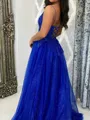 Unforgettable A-line Spaghetti Straps Sequin Floor-Length Tulle Corset Prom Dress