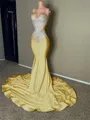 Exquisite Sheath Sweetheart Appliques Lace Court Train Jersey Prom Dress