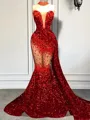 Mesmerizing Sheath Sweetheart Rhinestone Court Train Prom Dress