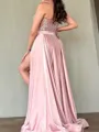 Graceful Sheath Sweetheart Sequin Sweep Train Silk Like Satin Evening Dress