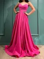 Show-stopping A-line Sweetheart Pleated Floor-Length Stretch Crepe Evening Dress