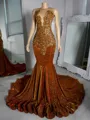 Enchanting Mermaid Illusion Beading Court Train Evening Dress