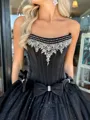 Stunning A-line Straight Bow Floor-Length Tulle Corset Evening Dress