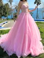 Trendy A-line Sweetheart Appliques Lace Court Train Organza Evening Dress