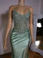 Delicate Sheath Sweetheart Pleated Sweep Train Corset Evening Dress