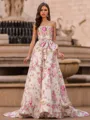 Extravagant A-Line Straight Bow Court Train Prom Dress