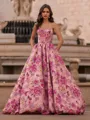 Aristocratic Ball-Gown Straight Pleated Court Train Corset Prom Dress