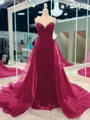 Opulent A-Line Sweetheart Beading Court Train Velvet Prom Dress