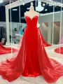 Opulent A-Line Sweetheart Beading Court Train Velvet Prom Dress