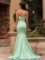 Glamorous Mermaid Spaghetti Straps Bow Sweep Train Satin Prom Dress