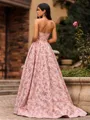 Graceful A-Line Straight Beading Sweep Train Corset Prom Dress