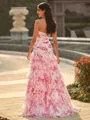 Gorgeous Sheath Sweetheart Cascading Ruffles Sweep Train Chiffon Prom Dress
