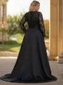 Charming Sheath V-Neck Appliques Lace Sweep Train Silk Like Satin Prom Dress