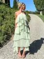 Show-stopping A-Line Halter Cascading Ruffles Asymmetrical Chiffon Prom Dress