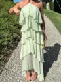 Show-stopping A-Line Halter Cascading Ruffles Asymmetrical Chiffon Prom Dress