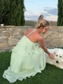 Show-stopping A-Line Halter Cascading Ruffles Asymmetrical Chiffon Prom Dress
