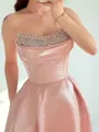 Exquisite A-line Straight Rhinestone Sweep Train Corset Prom Dress