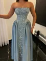 Show-stopping A-line Straight Sequin Floor-Length Corset Prom Dress