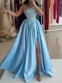 Captivating A-line One-Shoulder Beading Floor-Length Charmeuse Corset Prom Dress