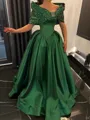 Aristocratic A-line Off-the-Shoulder Beading Floor-Length Satin Corset Prom Dress