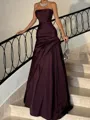 Magnificent A-line Straight Pleated Floor-Length Silk Like Satin Corset Prom Dress