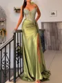 Opulent Sheath Sweetheart Appliques Lace Court Train Silk Like Satin Corset Prom Dress