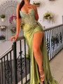 Opulent Sheath Sweetheart Appliques Lace Court Train Silk Like Satin Corset Prom Dress