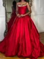 Grand Ball-Gown Sweetheart Beading Court Train Satin Corset Prom Dress