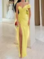 Stunning Sheath One-Shoulder Pleated Floor-Length Chiffon Corset Prom Dress