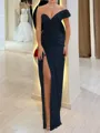 Stunning Sheath One-Shoulder Pleated Floor-Length Chiffon Corset Prom Dress